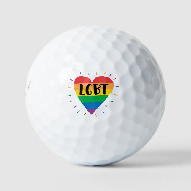 Balles De Golf Coeur arc-en-ciel LGBT (Devant)