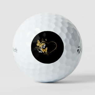 Balles De Golf Coeur aux papillons d'or