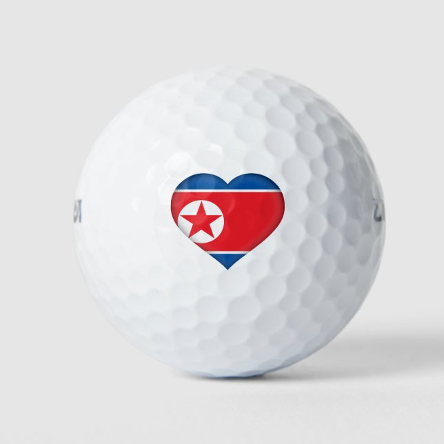 Balles De Golf Coeur du drapeau nord-coréen (Devant)
