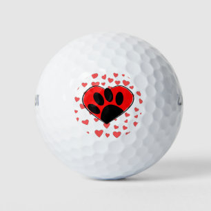 Balles De Golf Coeurs Amoureux de les chiens partout
