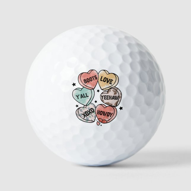 Balles De Golf Coeurs thématiques Cowboy Cowgirl (Recto)