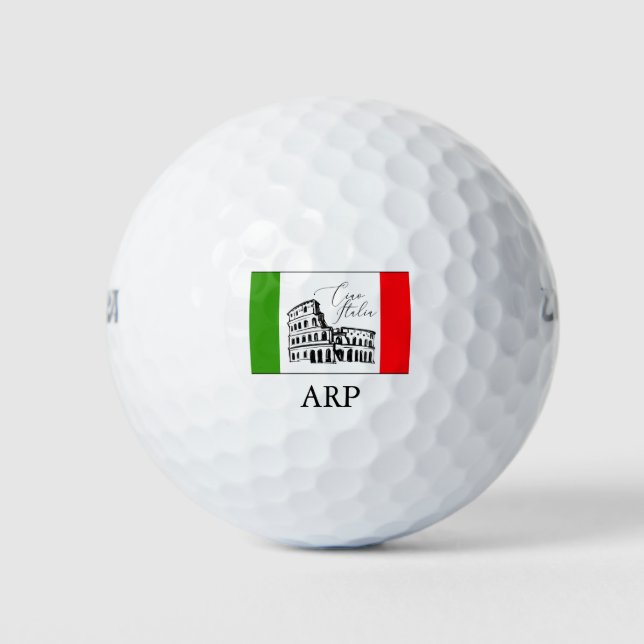 Balles De Golf *~* Colisée Italienne Drapeau Ciao Italia Italie (Devant)