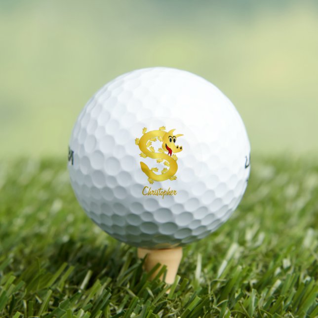 Balles De Golf Conception Dragon Doré (T-shirt Insitu)