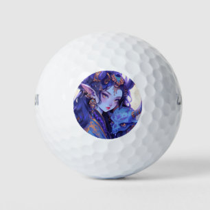 Balles De Golf Cool violet et or cornée elfe Anime fille