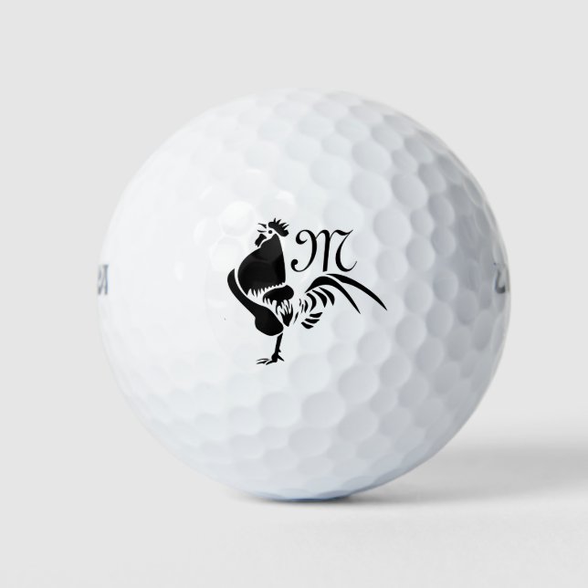Balles De Golf Coq noir Croisant l'alarme du bon matin (Devant)