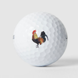 Balles De Golf Coq sur blanc - Illustration tirée à la main