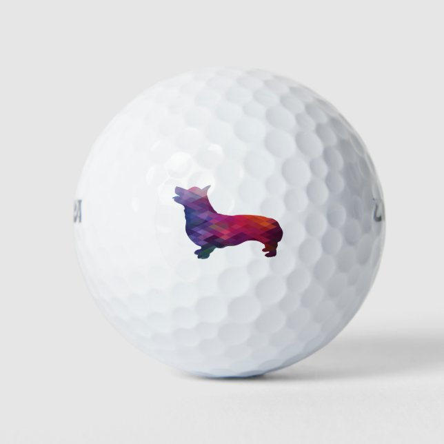 Balles De Golf Corgi Chien Motif géométrique Silhouette violet (Devant)