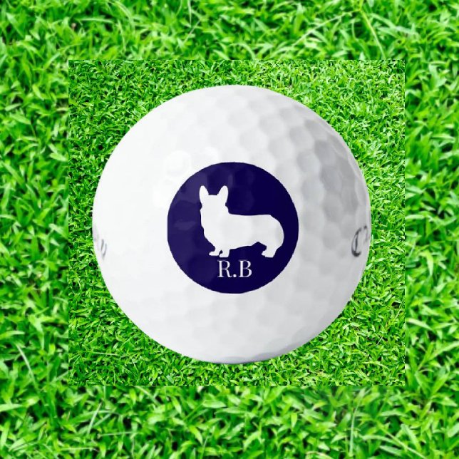Balles De Golf Corgi Monogrammed Blue Navy (Tee off in style and show off your Corgi  passion today!)