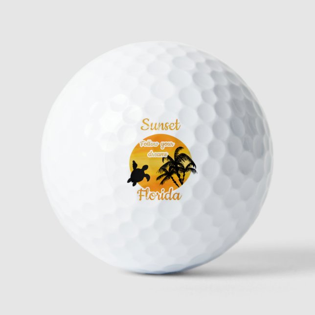 Balles De Golf Coucher de soleil mignon en Floride (Recto)