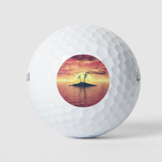 Balles De Golf Coucher de soleil tropical