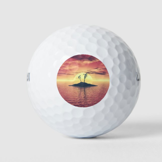Balles De Golf Coucher de soleil tropical (Devant)