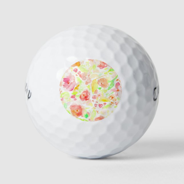 Balles De Golf Couleur d'eau colorée mignonne motif floral (Devant)