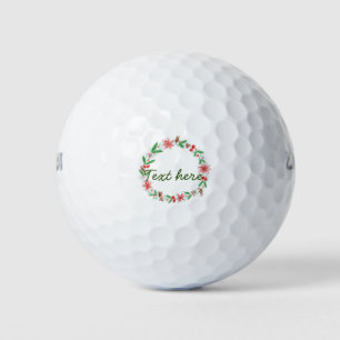 Balles De Golf couleur d'eau florale rouge couronne ajouter texte