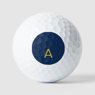 Balles De Golf Couleur Or & Bleu Monogramme Initial Professionnel