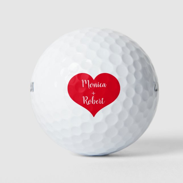 Balles De Golf Couple Golfer Nom Mariage Script Valentines jour (Devant)