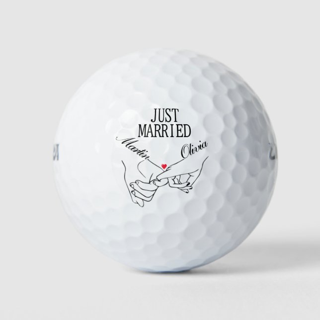 Balles De Golf Couple Nom customisé Juste Marié Pinky Promise (Devant)