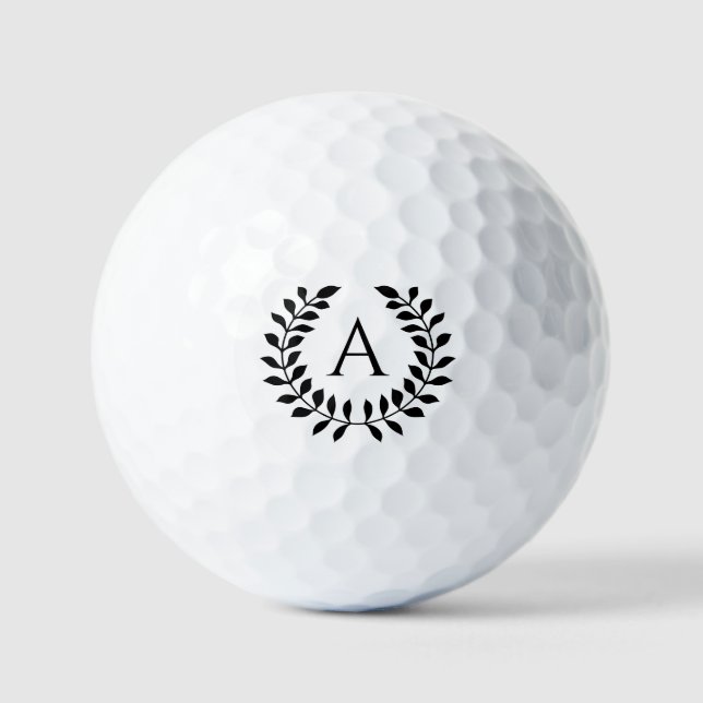 Balles De Golf Couronne de laurier décorative avec monogramme per (Recto)