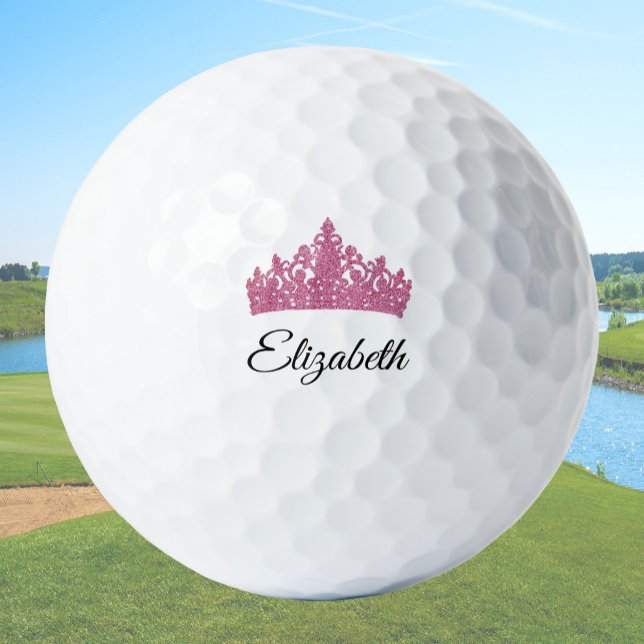 Balles De Golf Couronne rose et nom personnalisé joli (Créateur téléchargé)