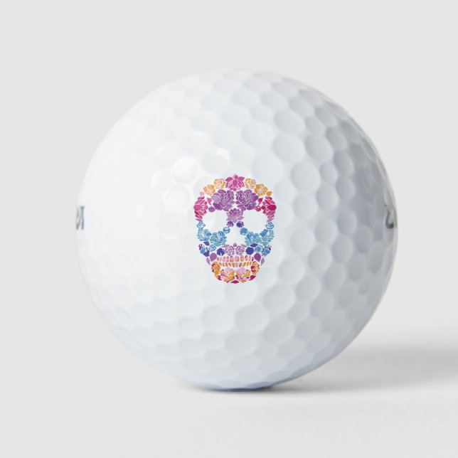 Balles De Golf Crâne de fleurs, crâne de sucre (Devant)