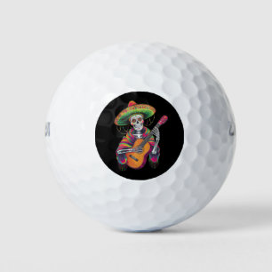 Balles De Golf Crâne de squelette Cinco De Mayo Guitare de fête