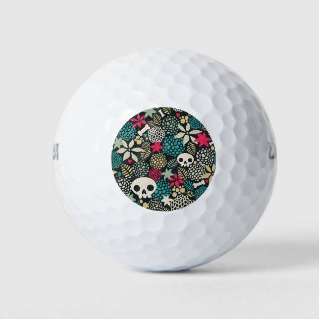 Balles De Golf Crâne en fleurs (Devant)