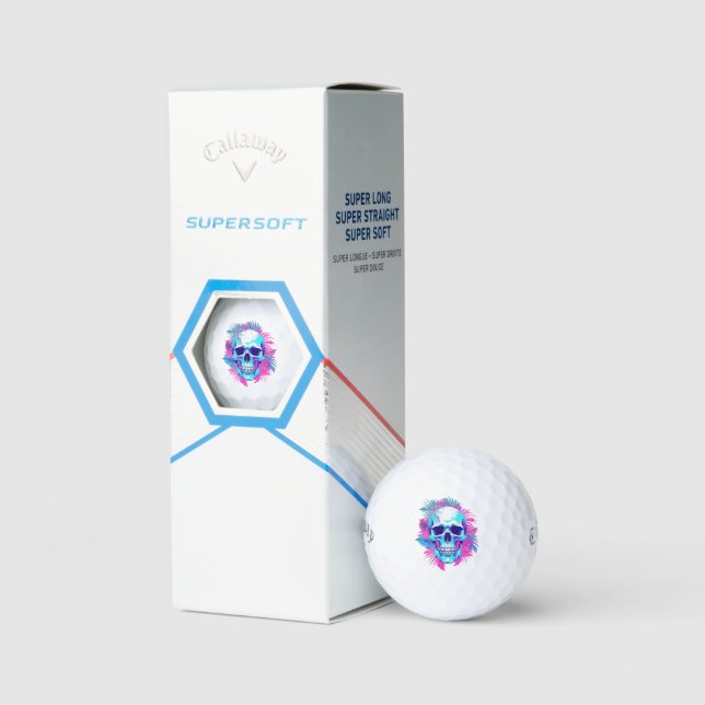 Balles De Golf Crâne floral en style Vaporwave (Conditionnement)