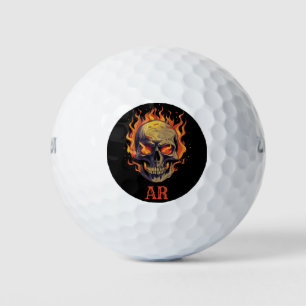 Balles De Golf Crâne gothique sombre en monogramme initial de fla