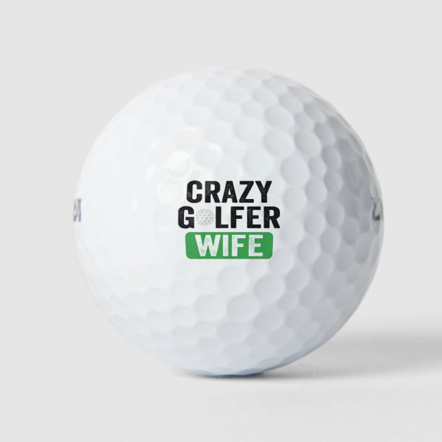 Balles De Golf Crazy Golfer Wife Funny Golf Widow Wife Golf Cours (Devant)