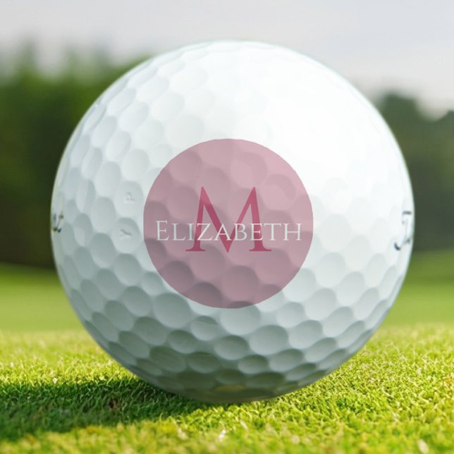 Balles De Golf Create Monogram Name Initial Elegant Pink (Créateur téléchargé)