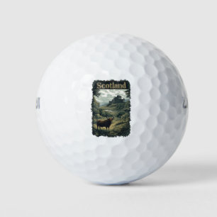 Balles De Golf Création Écosse : Vache des Highlands, Château et 