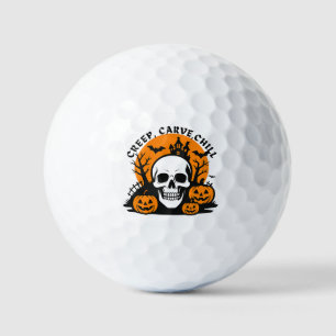 Balles De Golf Creep, Carve, Chill : Crâne d'Halloween et Citroui
