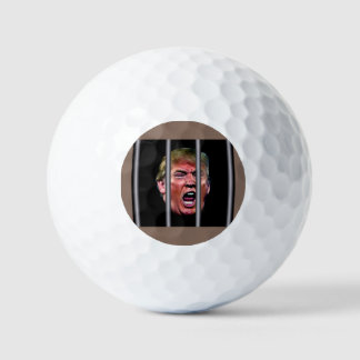 Balles De Golf Criant Trump Tête Derrière Les Barreaux De Prison