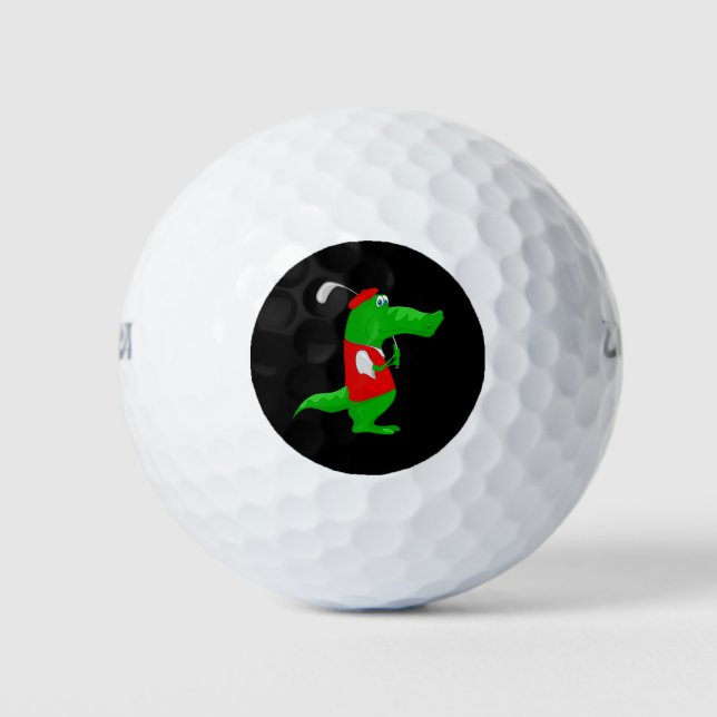 Balles De Golf Crocodile Cartoon Golfer sur Golf Balls 12 Pack (Devant)