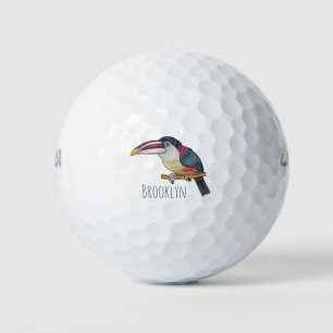 Balles De Golf Curl crested aracari bird cartoon