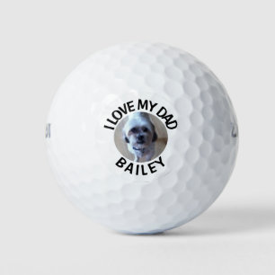 Balles De Golf Custom Pet Chien Photo Nom I Love My Dad Golf Ball