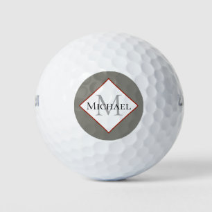Balles De Golf Customisé Monogramme Gris Red Golf Balls
