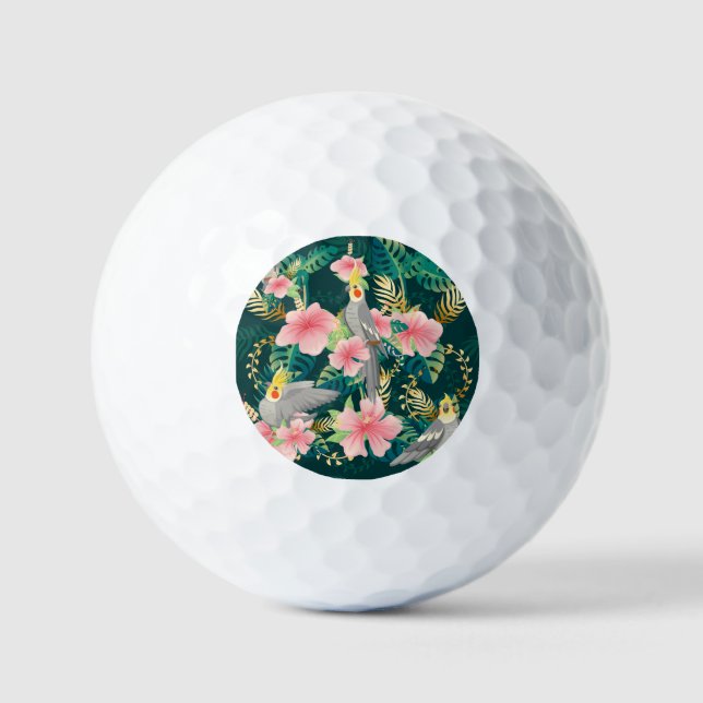 Balles De Golf Cute Cockatiel Parrot Motif Vintage (Recto)