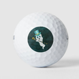 Balles De Golf Cute Flottant Fantôme Bleu Yeux Nuit Ciel Canne à 
