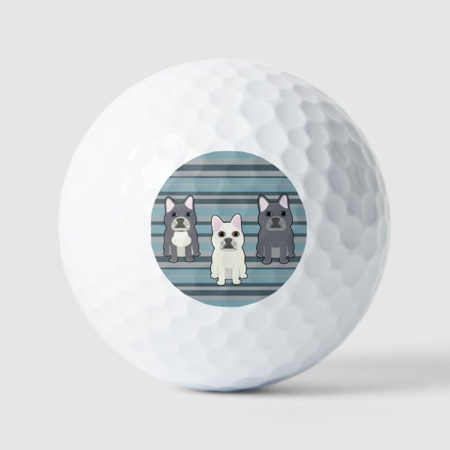 Balles De Golf Cute French Bulldog Blue Striped (Recto)