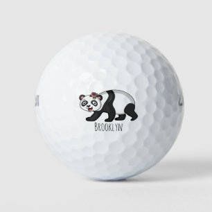 Balles De Golf Cute happy panda bear with flower cartoon