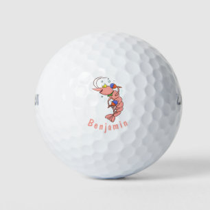 Balles De Golf Cute happy shrimp, dessin animé de crevettes