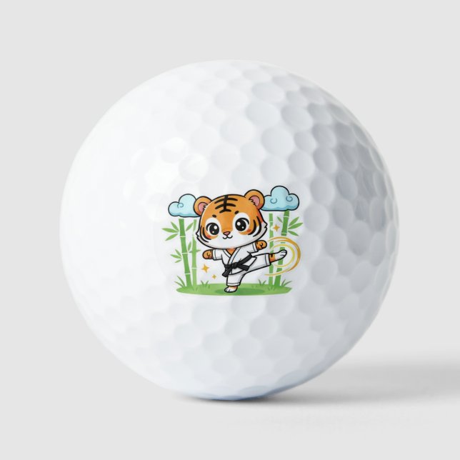 Balles De Golf Cute Karate Tiger Kids Design (Recto)