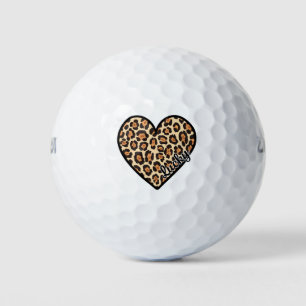 Balles De Golf Cute Leopard Heart Saint Valentin cadeau