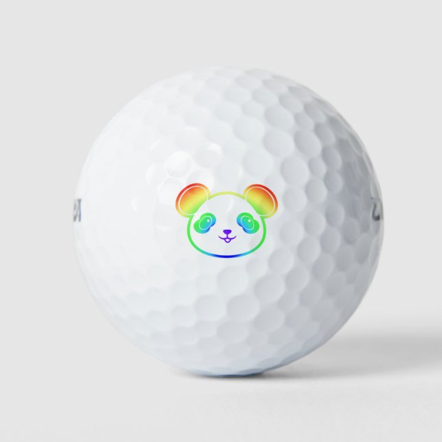 Balles De Golf Cute Panda Bear Dans Les Couleurs De L'Arc-En-Ciel (Devant)