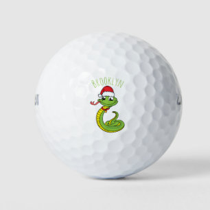 Balles De Golf Cute serpent vert avec chapeau santa dessin animé