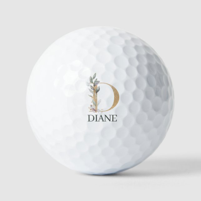 Balles De Golf D Monogramme Floral Personnalisé (Recto)