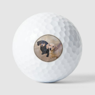 Balles De Golf Dachshund (Smooth) Peinture - Art Chien original