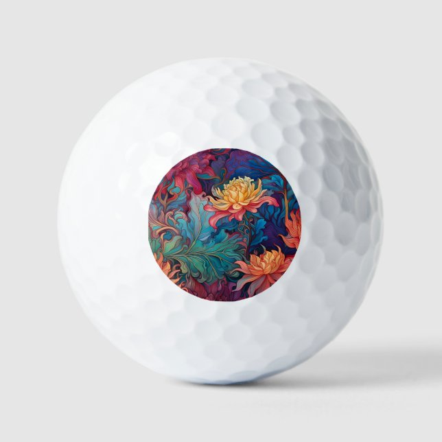 Balles De Golf Dahlia Tapisserie florale (Recto)