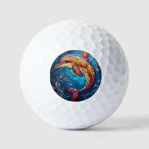 Balles De Golf Dauphin dans un style artistique de vitrail comple