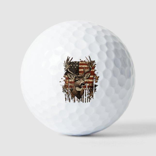 Balles De Golf Deer, Buck Season USA Flag (Recto)